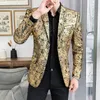 Merk kleding Mannen Paisley Bloemen Jassen Wijnrood Gouden Stadium Jasje Elegante Bruiloft Heren Blazer Plus Size S-5XL 220527