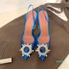 23022 Woman Shoes Sandals 2022 Luxury Design Lady Heels Flower Decoraction Ankle Strap Pumps Flip-Flops Amina Factory Price