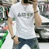 Camiseta de manga curta masculina fina casual impressão quente diamante 2022 verão nova marca de moda camisetas de alta qualidade many top puls tamanho m-7xl