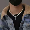 Hänghalsband pärlpärlkedja med strass kors halsband för män/kvinnor trendiga kort choker 2022 modesmycken krage krage