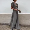 فستان Maxi الصيفي للسيدات ، وأنيق بلا أكمام الحزب Sundress ، ومثير عميق V-neck Long Vestido عارضة