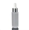200pcs 30ml Frost Transparent Glass Essential Oil Bottle With dropper, 1oz Cosmetic Packaging Glass Bottle