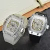 Nouvelle montre Aaa entièrement automatique mécanique 8009 mouvement marque montres bracelet en caoutchouc sport d'affaires montre transparente importé 241C