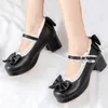 AGODOR Black Lolita Shoes Mary Jane Shoes for Women High Heels Platform Pumps Block Heels Shoes Woman Pink Big Size 42 43 44 45 Y200702