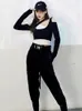 Punkowy moda czarna biała patchwork topy z długim rękawem bluzki żeńskie harajuku grunge z ramion bodycon tops jesień