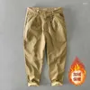 Pantaloni da uomo ZOENOVA Pantaloni cargo da uomo 2022 Winter Flacee Casual Warm Man Fashion Bordare Khaki Business Pant Drak22