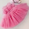 5 kolorów projektant Baby Girls bez rękawów Gazą Sukienki na imprezę druhną sukienkę kwiatową dziewczynę elegancką plażę Pompous D7132664