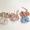 Baby Girl Infant Boy Cowboy Korean Japanese Romper Solid Short Sleeve T Shirt Toddler Girl Summer Born Clothes Overalls 220426