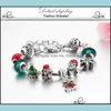 Favor Christmas Santa Bell Charm Bracelets Diy Jewelry Making Green Xmas Tree Sier Color Alloy Crystal Bead Bracelet Drop Delivery 2021 Part