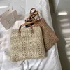 2022 New Summer Ladies Handbag Straw Counter Counter Counter For Women Luxury Designer Casual Top-Handle Bags Beach Facs Y220527