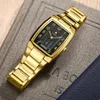 Fashion Square Watches For Men Wristwatch Luxury Gold Black Stainless Steel Waterproof Quartz Clock Relogio Masculino