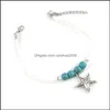 Bracelets de cheville bijoux océan bleu perle bracelet de cheville femmes pieds nus jambe accessoires voir étoile coquille charme cheville chaîne bohème livraison directe 2021