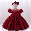 Vestidos de menina Cerimônia aberta Vestido infantil de aniversário para roupas de bebê tule tulle bow princesa festa batismo roupas