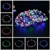 LED -blinkande 2022 Nya strängar Glödblomma Crown pannband Lätt party Rave Floral Hair Garland Luminous Wreath Wedding Flower Gifts