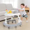 Baby Walkers Walker med 6 mute roterande hjul Anti-rollover multifunktionell barnstol Walking Aid Assistant Toy0-18M