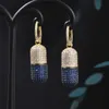 Merkontwerp zware industrie microset kleurrijke zirkoon bengelen oorbellen sieraden vrouwen Koreaanse mode 18K vergulde pil oorbellen accessoires