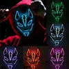 قناع الإضاءة LED Halloween LED مخيف متوهج الثعلب مهرجان تطهير Cosplay Props Men Women Masquerade Cosplay Costume Demon Slayer Fy7942 0729