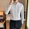Camisas casuales para hombres Negro/Blanco Spring Business Formal Wear Rayado para hombres para hombres 2022 Simple Slim Fit Chemise Hommemen's