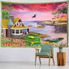 Tapisserie belle plage falaise grand tapis mural paysage naturel Hippie suspendu