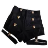 Nightclub Female Pole Dance Clothing New Leopard Head Metal Shorts Jazz Stage Costume Rave Clothes Black Pants