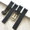 Watch Bands Durable Black Porous Silicone Rubber Watchband 22mm 24mm Folding Buckle Curved End Strap For TAG Grand Carrera With Logo Hele22