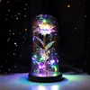 Fiori decorativi Ghirlande Galaxy Rose In cupola di vetro Lampeggiante Natale San Valentino Festa della mamma Gilr Decorazione di nozze Regali DropDeco