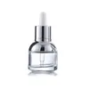 30ml Glass Serum Bottle Pearl White Transparent Essential Oil Packaging Dropper Container with Plastic Plug