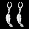 Dangle & Chandelier Simple Fashion Elegant Silver Long Tassel Drop Mosaic Cubic Zirconia Leaf&Feather Earrings For Women Brincos BijouxD