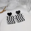 Stud Fashion Black White Square Pendant Acrylic Earrings Heart Geometric Charms Ear Jewelry Gifts For Women GirlsStud Odet22 Farl22