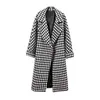 Manteau en laine mi-long pour femme, Style Hepburn, au dessus du genou, épais, pied-de-poule, nouvelle collection automne et hiver 2021, L220725