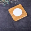 9.5cm Sublimation Wooden Ceramic Coaster Cups Mat Pad Thermal Bumpers Blank White Heat Transfer absorb Water Mugs Coasters Easy Removal Holder For Home Decor