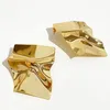 Orecchini rugosi oversize color oro argento per le donne Dichiarazione di gioielli minimalista moderno in ottoneStud Farl22