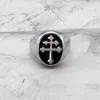 Cluster Rings Vintage 316L Stainless Steel Silver Color Men's Classic Cross Of Lorraine Signet Ring Jewelry For Friend GiftCluster