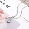 Womens Crystal Rhinestone Heart Pendant Necklace Silver Chain Hollow Double Love Collares Sttatement Necklace Jewelry Gift