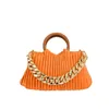 Evening Bag New Fashion Vertical Lattice Handbag Chain Women's Pleated Single Shoulder Diagonal 0719