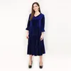 Plus Size Dresses Vintage Fall For Women 2022 Fashion Elegant Korean Velvet Party Dress Three Quarter Sleeve V Neck 8XLPlus