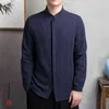 2022 mannen Chinese stijl katoenlinnen Linnen SHIRTS SHIRTS MANNEN Kleding Retro Tang Suit Stand Up Up Kraag Top Plus Size Kleding Man L220706