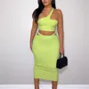 Nibber Two Piece Set's Womens Outfits Female Sexig Solid Color Oneshoulder Small Vest Slimfitting Hip Skirt Suit Summer 220602