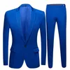 Męska suknia ślubna Royal Blue Garnitury Męskie Blazer Garnitury Evening Club Suit 2 sztuk (kurtka + spodnie) 220409