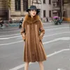 Femmes fourrure Faux réel manteau femme à capuche manteaux d'hiver femmes 2022 en peau de mouton en cuir veste col vêtements Mujeres Abrigos Pph1550 femmes Wo