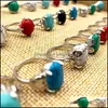 Bagues de bande bijoux mode 30 pièces/lot à motifs Turquoise gemme Pinestone Style bohème mixte Siery amoureux femmes et hommes rétro mariage goutte D