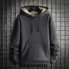 Nieuwe Hiver Polaire Hoodies Mannen Warme Wollen Voering Sweats À Capuche Effen Kleur Casual Chaud Streetwear Sweat À Capuche Tops L220730