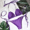 Kvinnors badkläder Summer 2 Pieces Bikini Sexig strass Kvinnors baddräkt Solid Color Strap Beach Outfits For Women Swimwearwomen's