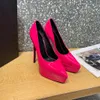 Double Platform Pump Dress Shoe Ladys Fashion Luxurys Designer Pointed Toe High Heel Sandal Genuine