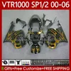 Honda VTR RTV 1000 VTR1000 2000 2000 2000 2002 2003 04 05 06ボディ123NO.201 RC51 SP1 RTV1000 00-06 SP2 VTR-1000 00 01 02 2004 2004 2006 2006 2006 2006年ゴールドフレームボディワーク