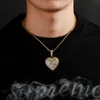 Pendant Necklaces Heart Roundness Solid Back & Necklace With Tennis Chain Cubic Zircon Men's Hip Hop JewelryPendant Godl22