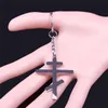 Porte-clés chaîne de croix orthodoxe russe pour pantalons femmes/hommes couleur argent sac en acier inoxydable accessoires bijoux Llavero Hombre NXS08Keychain