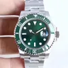 Factory ST9 CLASP MENS WATCH 116610 Men Automatisk safir rostfritt fast glidelock svart keramik Bezel Green Face Male Watches armbandsur