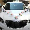 Flor artificial de rosa blanca para decoración de automóviles de boda decoraciones nupciales   cintas de manija de la puerta seda 220512