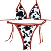 Maillot de bain deux pièces imprimé vache pour femme, bikini avec motif peau de vache